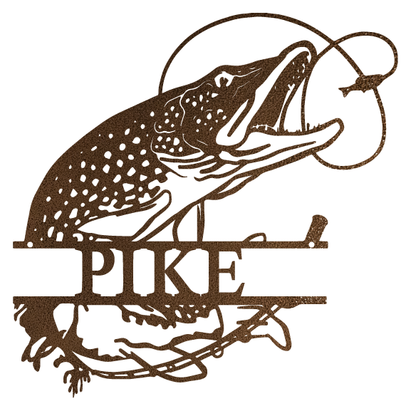 Custom Northern Pike Bass Fishing Fish Pole Monogram Metal Wall Art With  Led Lights, Personalized Fisherman Name Sign Decoration, Fishing Gift Home